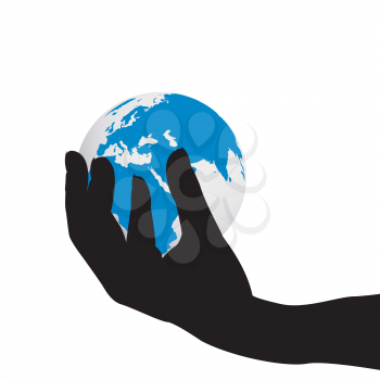 Hand holding the Earth globe