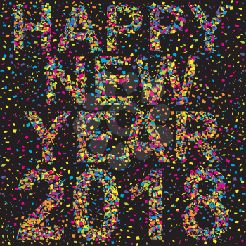 Happy 2018 new year with colorful confetti