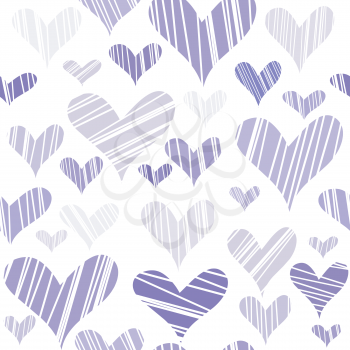 Hatched mauve hearts seamless background