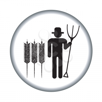 Farmer icon with pitchfork and grains
