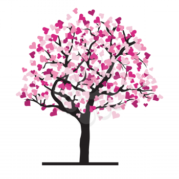 Love tree with pink hearts