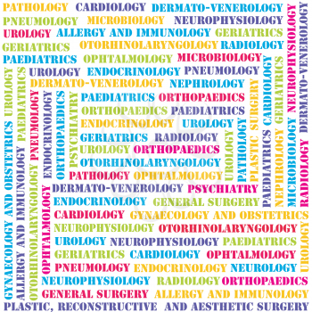 Colorful typography with medical areas