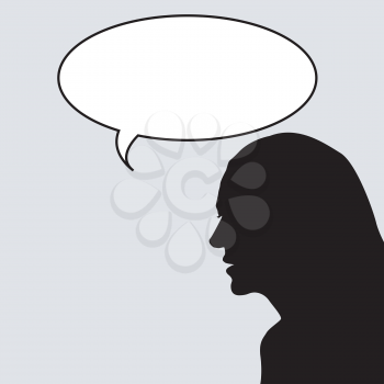 Woman silhouette with chat bubbles
