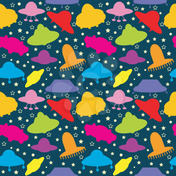 UFO colorful seamless pattern, background for kids