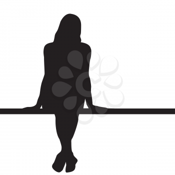 Woman silhouette sitting on a bench