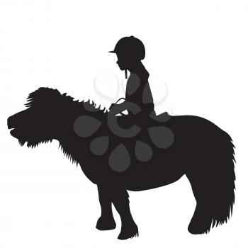 Silhouette of kid riding a pony
