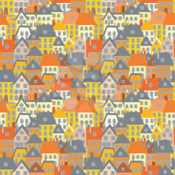 Cartoon houses seamless background. Village illustration