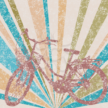 Retro style illustration of a bicycle with basket