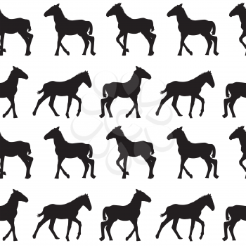 Seamless background with foals silhouettes