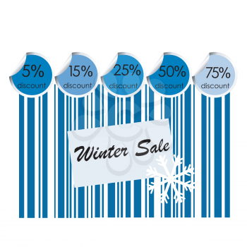 Winter sale background with bar code and snowflake