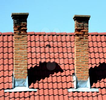 Roof with a couple of chimney