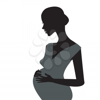 Stylized pregnant woman on white background