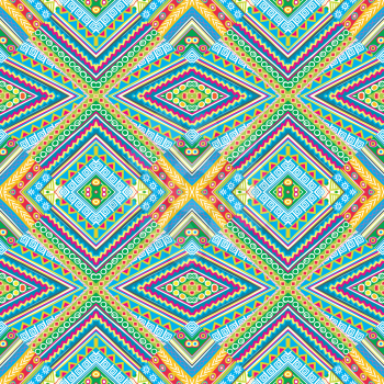 Colorful kaleidoscope pattern with doodle ornaments