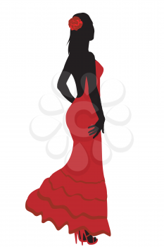 Spanish girl in flamenco red dress