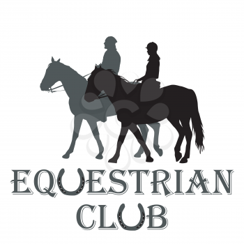 Equestrian club advertising with silhouettes of horse riders
