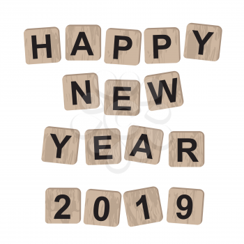 Happy new year 2019 message on wooden blocks