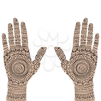 Pair of painting hands with ethnic motifs
