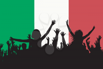 People silhouettes celebrating Italy national day