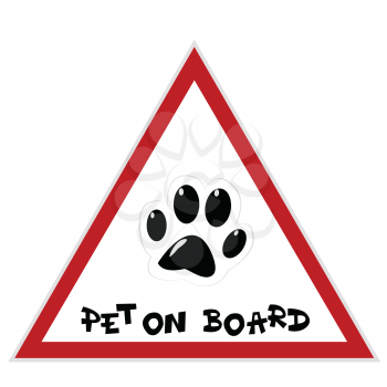 Pet on board sign with paw