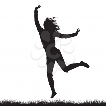Silhouette of woman jumping outdoor