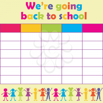 School timetable with stylized cartoon kids