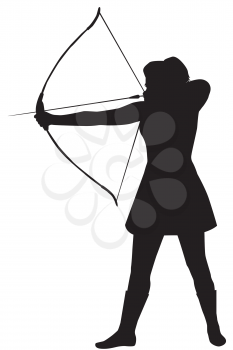 Silhouette of a woman with a bow on a white background