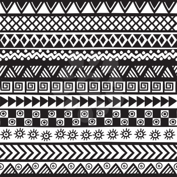 Black and white geometrical tribal motifs