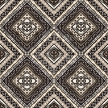 Ethnic rhomboid seamless pattern in african style with tribal motifs