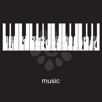 Abstract music poster. Piano with flowing keys