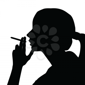 Silhouette of a woman who smoke