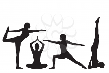 Silhouettes of a of a girl practicing yoga silhouettes 