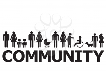 Community concept with people pictograms and word community