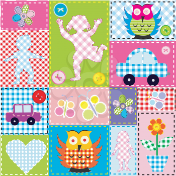 Patchwork for kids with childish sewed elements