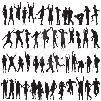 Silhouettes of women and men
