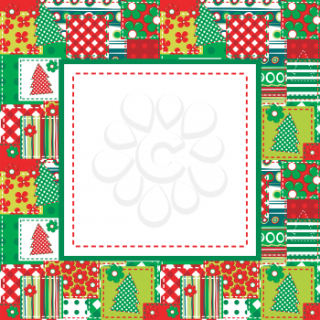 Christmas frame with sewed elements
