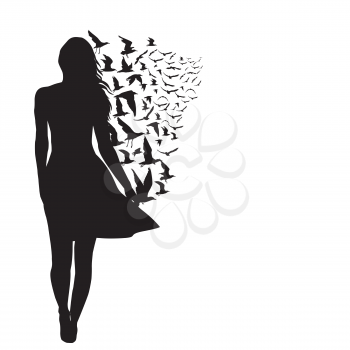 Colorful silhouettes of women and men