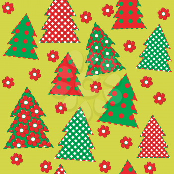 Wrapping paper for your Christmas, seamless pattern with flowers and patchwork 