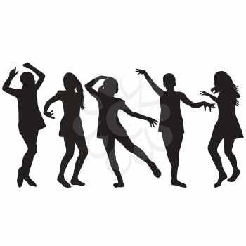 Silhouettes of girls dancing