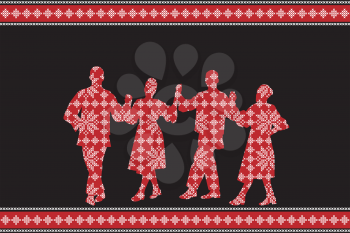 Traditional festival poster with folk dancers silhouettes