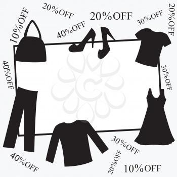 Clothing and accessories frame with discounts