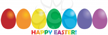 Happy Easter greeting card with rainbow colors eggs
