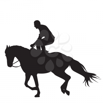 Riding stunt horse silhouette