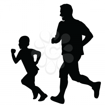 Father and son running together
