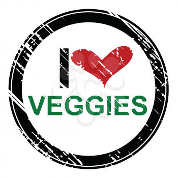 Rubber stamp with the text I love veggies