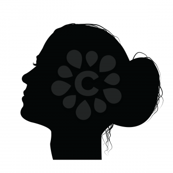 Woman profile with hair in a bun, black silhouette