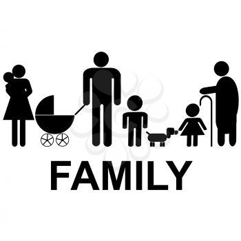 Family icon with children, parents and grandparents