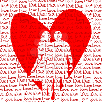 Love concept with heart and lovers couple