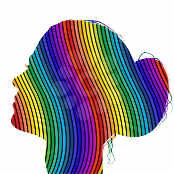 Abstract woman profile in rainbow colors
