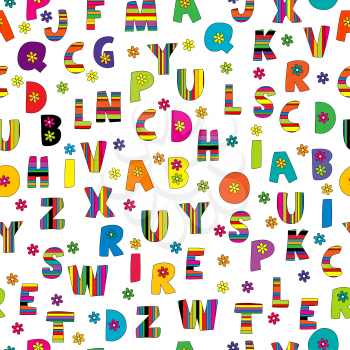 Cute colorful seamless with English alphabet