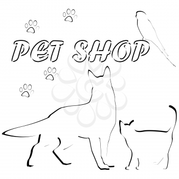 Group of pets for pet shop logo